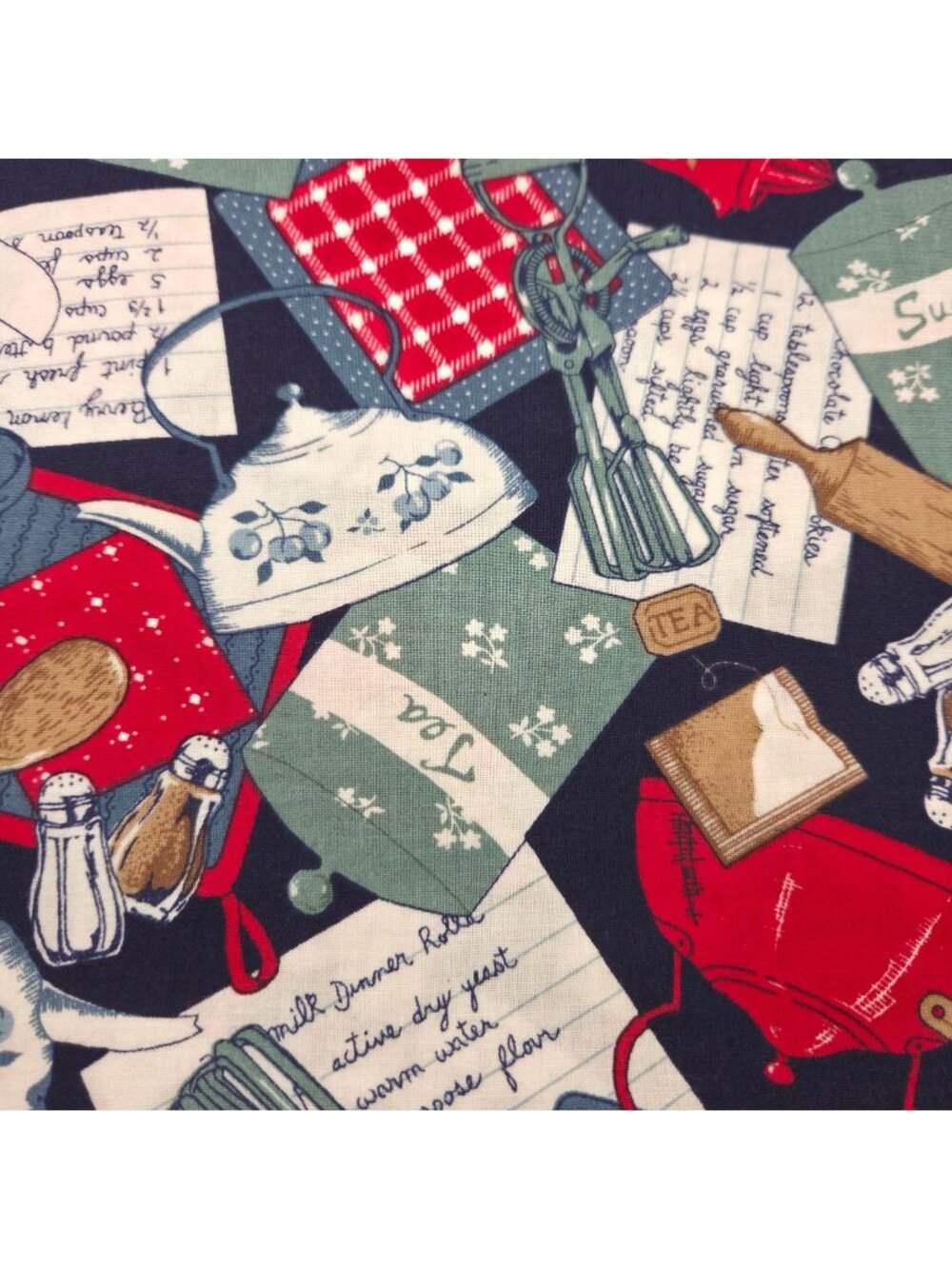 Vintage 1993 Fabric Traditions Kitchen Print Cotton Fabric Multi-Color 2 Yards